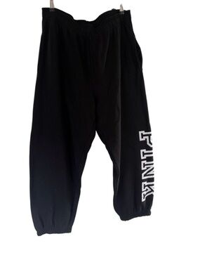 PINK Victoria's Secret Black Jogger Sweatpants with White SIDE Logo